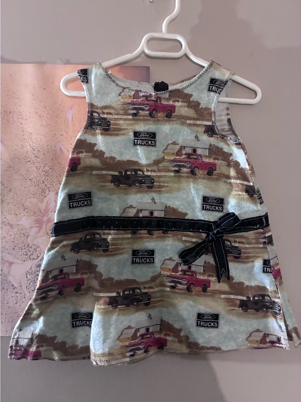 Ford Pink and Black Vintage Truck Print Dress